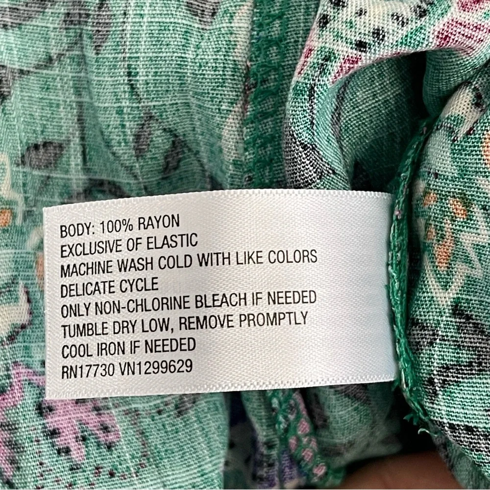 KNOX ROSE Womens Smocked Floral Maxi Dress Size XXL Green Tiered One Shoulder - Picture 10 of 11